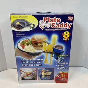 Plate Caddy Plate Beverage & Utensil Holder 8-Pack New
